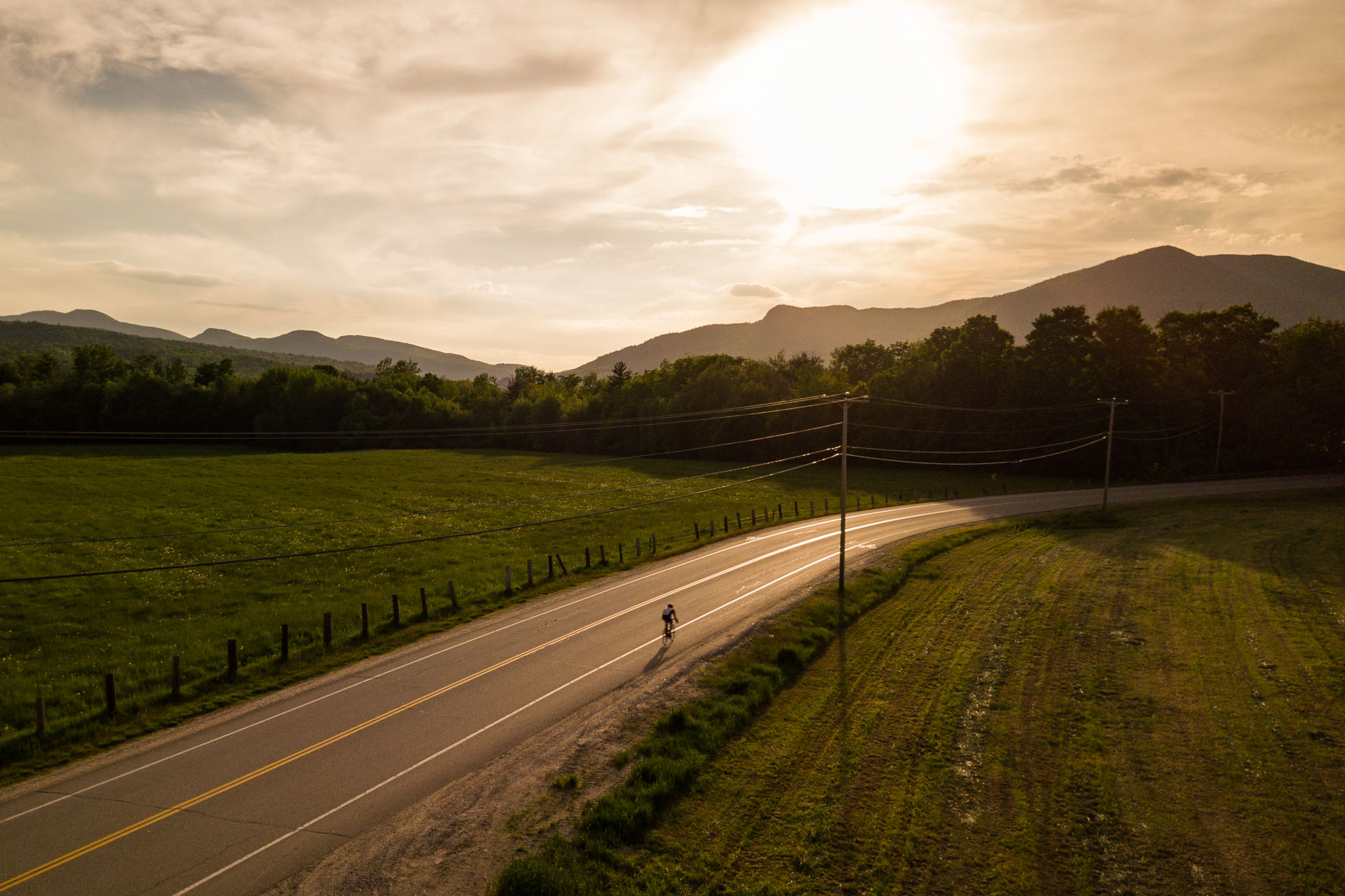 Cycling on West Side road at sunset